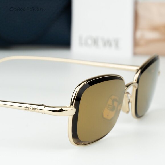 Loewe Women Sunglasses Yellow Gold Mirror Square LW40159U 32G NEW AUTHENTIC - Picture 4 of 8